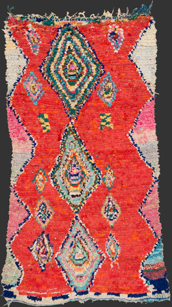 bs207, Moroccan vintage boucherouite rag rug 240 x 150 cm / 8' x 5'↑